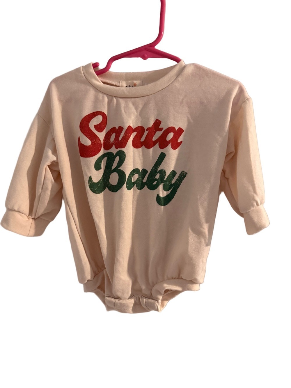 Tullabee Santa Baby Christmas Romper Sweatshirt 9-12 Months Holiday Outfit